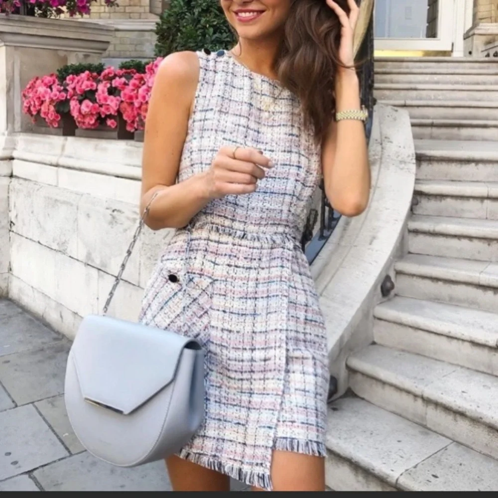Zara tweed button jumpsuit